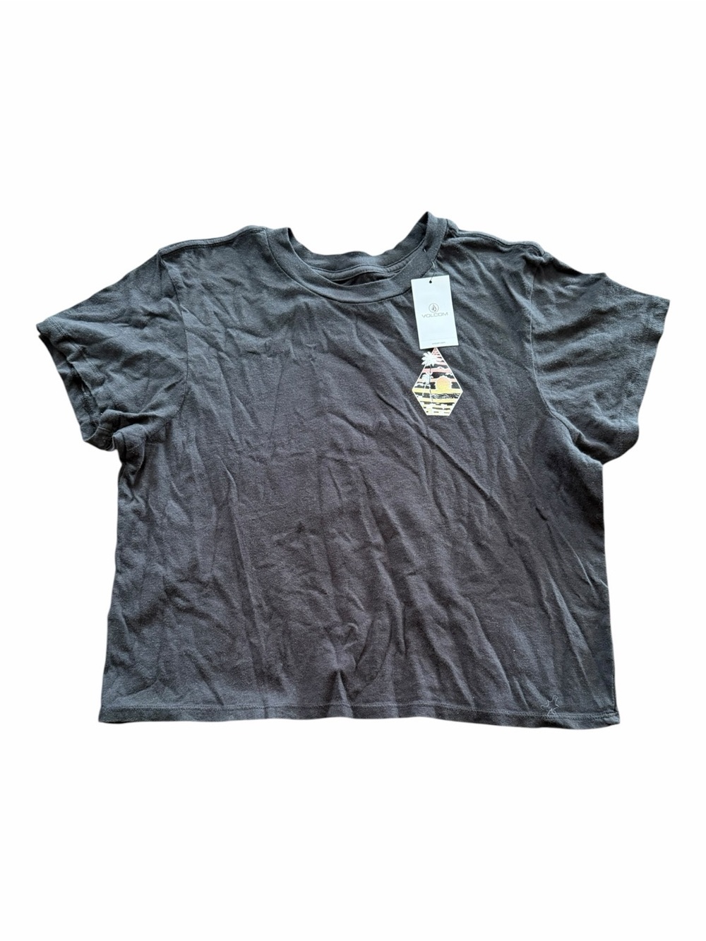 Volcom Black Slightly Oversized and Cropped Graphic Beach Summer Tee XL Girls